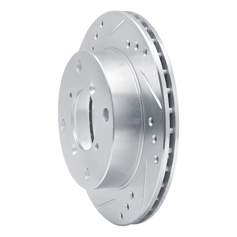 Chevrolet Metro Brake Rotor (1) - Front Left - R1 Concepts - Drilled & Slotted - Silver - `89-`01
